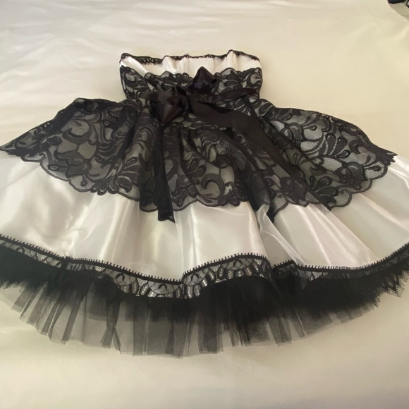 Jessica McClintock White with black lace cocktail dress - Picture 7 of 12